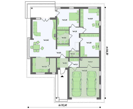 Проект одноэтажного дома с гаражом и кирпичным фасадом