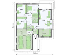 Проект одноэтажного дома с гаражом и кирпичным фасадом