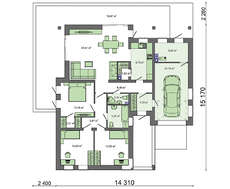 Проект жилого одноэтажного дома площадью 152 кв.м. с гаражом на одно авто