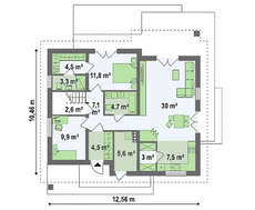 Проект дома с мансардой площадью 184 кв.м.