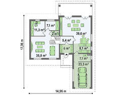 Проект 2х этажного дома с гаражом на 1 машину площадью 200 кв.м.