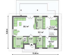 Проект дома с мансардой площадью 199 кв.м. в классическом исполнении