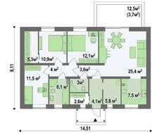 Проект небольшого одноэтажного дома площадью 105 кв.м