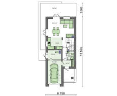 Проект узкого двухэтажного коттеджа площадью 139 кв.м.