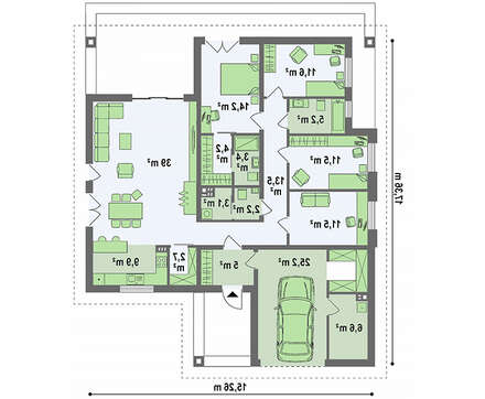 План коттеджа на 167 кв. м, украшенного фасадными панелями и деревом
