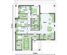 План коттеджа на 167 кв. м, украшенного фасадными панелями и деревом
