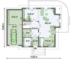 Проект жилого коттеджа из газоблоков площадью 201 кв.м.
