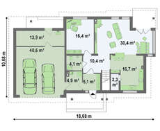 Проект двухэтажного дома с гаражом на два авто