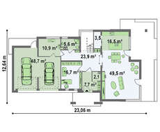 Проект дома с гаражом на два автомобиля