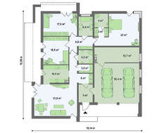 План-схема современного одноэтажного дома с плоской крышей