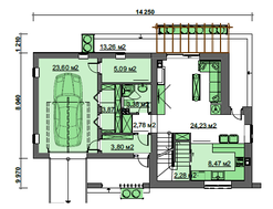 Мансардный просторный частный дом на четыре спальни