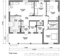Одноэтажный коттедж с тремя спальнями