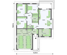 Проект одноэтажного дома с гаражом для двух автомобилей