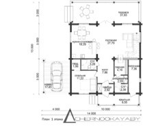 Интересный загородный дом с верандой, террасой и навесами
