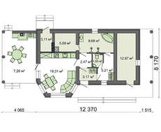 Одноэтажный коттедж с парной и великолепной гостиной