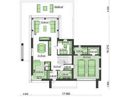 Чертеж стильного дома площадью 283 кв. м с черно-белым декором