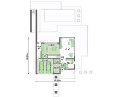 Планировка современного особняка площадью 224 кв. м с кабинетом и санузлом для каждой спальни