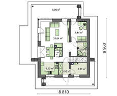 Проект белоснежного дома на 133 кв. м, декорированного натуральным камнем