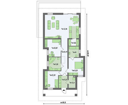 Планировка коттеджа для небольшой семьи площадью 116 кв. м