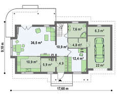 Проект просторного дома с гаражом и мансардой