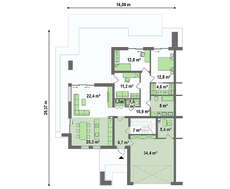 План великолепного особняка площадью 246 кв. м, декорированного кирпичной кладкой