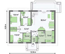 Чертеж просторного коттеджа на 191 кв. м в западноевропейском стиле