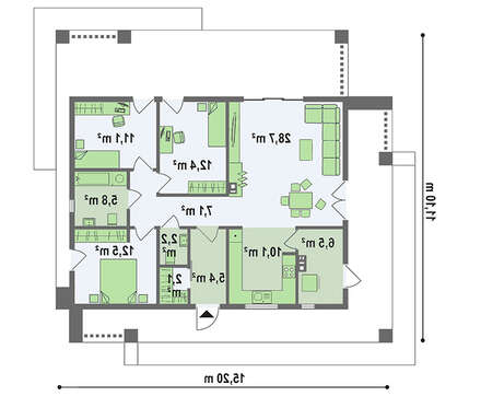 Планировка небольшого дома на 103 кв. м в стиле минимализма