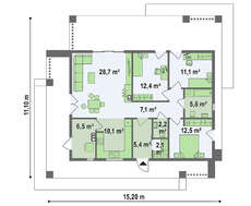 Планировка небольшого дома на 103 кв. м в стиле минимализма