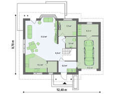 Стильный проект дома с мансардой и гаражом