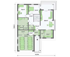 Проект шикарного особняка площадью 259 кв. м с пристроенным гаражом на два автомобиля
