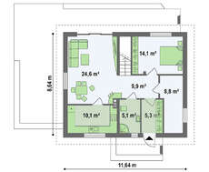 Проект коттеджа с мансардой площадью 151 кв.м.