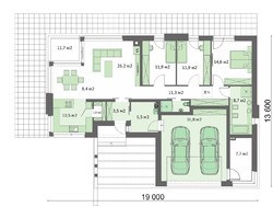 Одноэтажный современный коттедж с тремя спальнями