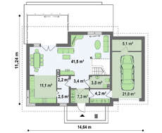 Проект дома с террасой с большими окнами