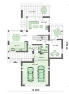 Планировка двухэтажного дома с гаражом на 2 авто