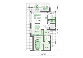 Жилой дом на два этажа с красивой гостиной