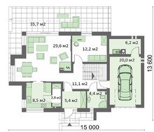 Современный жилой дом с деревянными колоннами