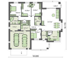 Красивый одноэтажный дом с крышей шале