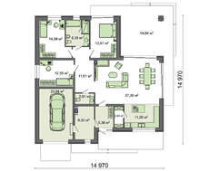 Красивый жилой дом под четырехскатной крышей