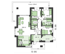 Одноэтажный современный дом с тремя спальнями