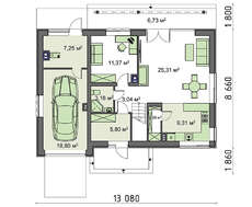 Мансардный дом с красивой гостиной и балконами