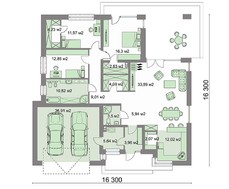 Красивый одноэтажный дом квадратной формы