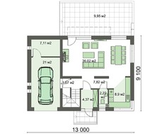 Двухэтажный стильный дом с тремя спальнями и тремя санузлами