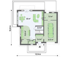 Проект дома простой формы с двускатной крышей