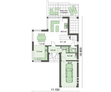 Проект дома с кирпичным декором первого этажа