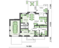Современный двухэтажный дом с декором из камня