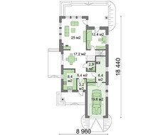 Стильный двухэтажный дом, декорированный кирпичом