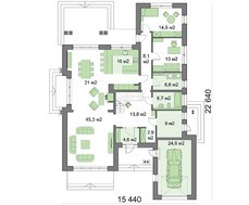 Величественный двухэтажный дом с гостиной сложной формы