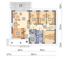 Проект коттеджа площадью 132 кв. м с просторным чердачным помещением