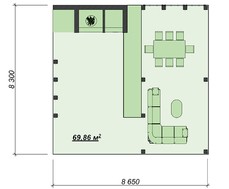 Открытая гостиная с мангалом