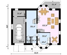 Красивый коттедж строгих форм на 2 этажа